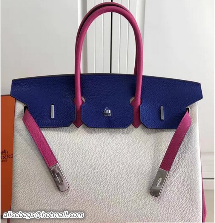 Popular Style Hermes Mini Birkin 35cm Bag in Original Togo Leather Bag H60403 Milky/Blue