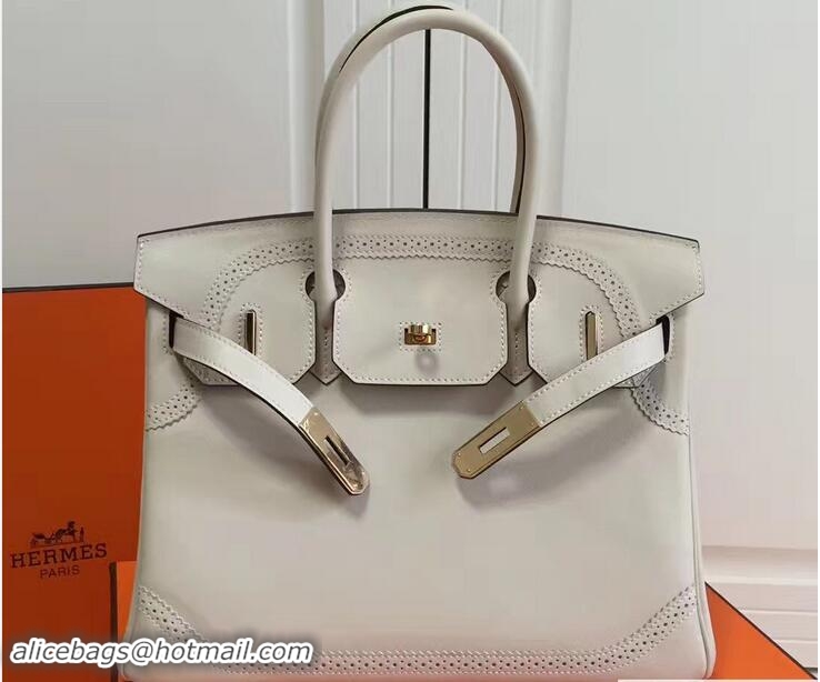 Best Grade Hermes Lace Birkin 30cm Bag in Swift Leather H60306 Off White