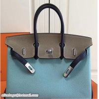 Discount Fashion Hermes Mini Birkin 25cm Bag in Original Togo Leather Bag H60401 Light Blue/Gray