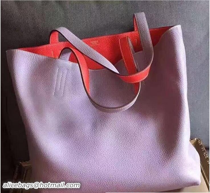 Discount Hermes Double Sens Shopping Tote Bag In Original Togo Leather H60422 Pink/Red