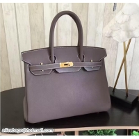 Sumptuous Hermes Birkin 30 Bag in Original Swift Leather Bag H60417 Etoupe