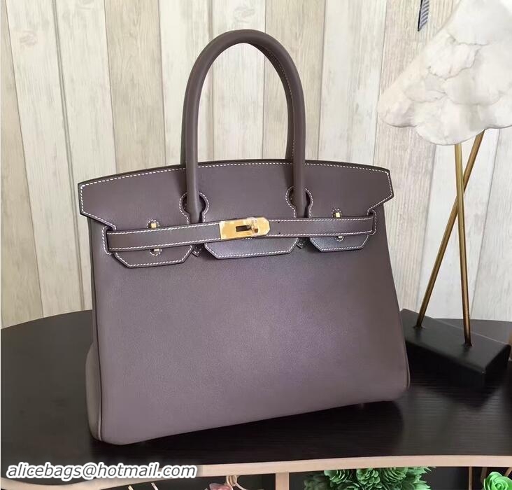 Sumptuous Hermes Birkin 30 Bag in Original Swift Leather Bag H60417 Etoupe