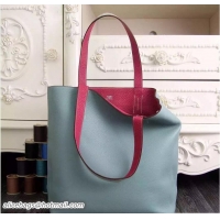 Crafted Hermes Double Sens Shopping Tote Bag In Original Togo Leather H60420 Hot Pink/Gary