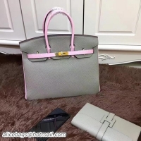 Grade Quality Hermes Birkin 35CM Tote Bag Original Leather HB35TK Grey&Pink