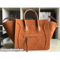 Unique Style Celine Luggage Phantom Bag in Original Suede Leather 71807 Orange 2017