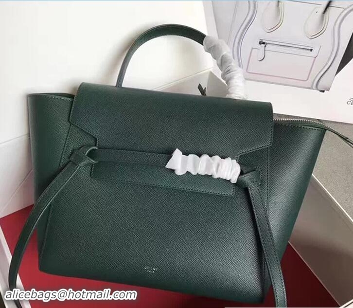 Pretty Style Celine Belt Tote Small Bag in Epsom Leather 71811 Dark Green