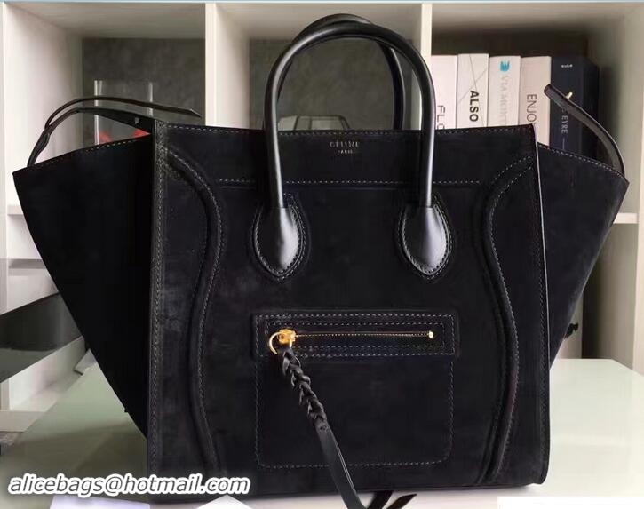 Fashion Celine Luggage Phantom Bag in Original Suede Leather 71807 Black 2017