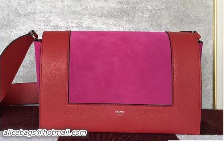 Sumptuous Celine Smooth Calfskin Medium Frame Shoulder Bag Spring 71801 Red/Fuchsia