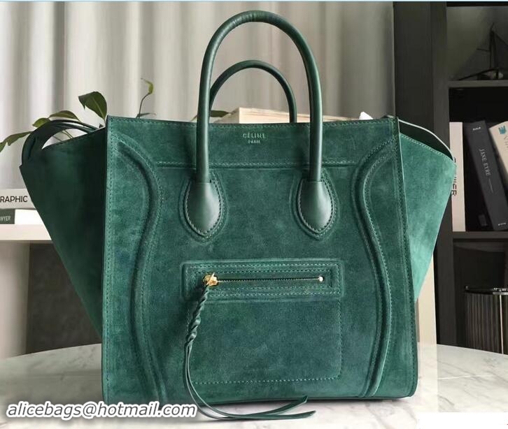 Best Price Celine Luggage Phantom Bag in Original Suede Leather 71807 Green 2017