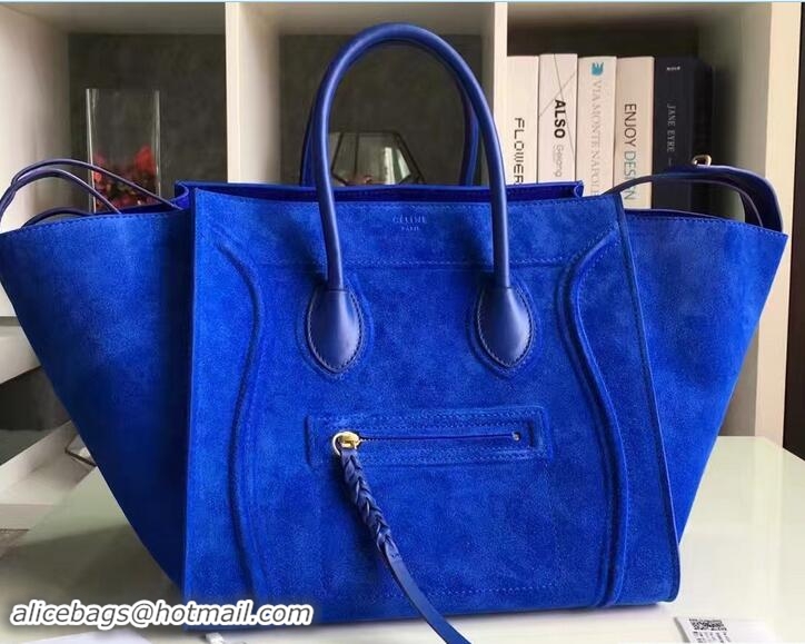 Well Crafted Celine Luggage Phantom Bag in Original Suede Leather 71807 Blue 2017