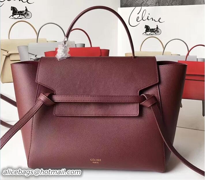 Duplicate Celine Belt Tote Small Bag in Epsom Leather 71820 Burgundy