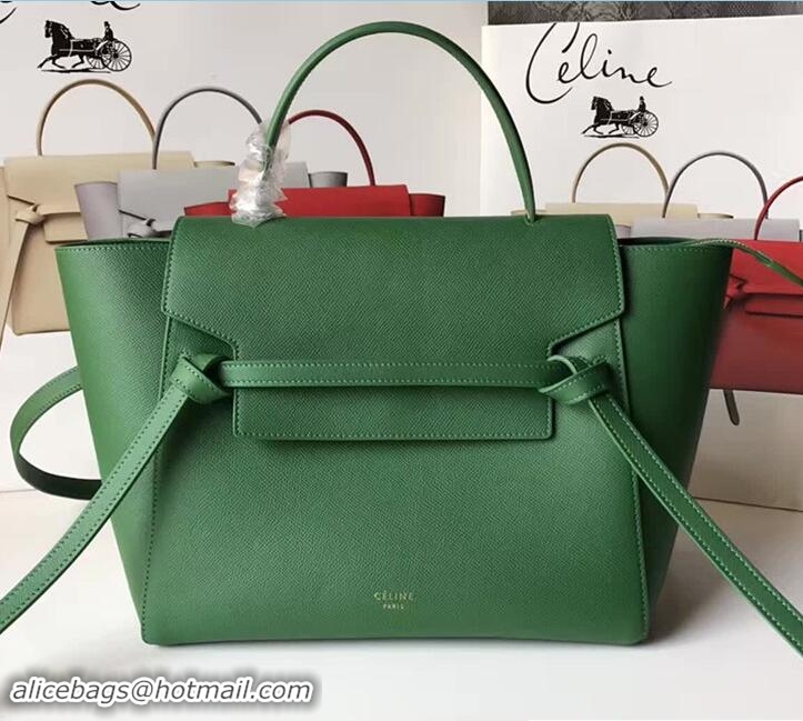 Leisure Celine Belt Tote Small Bag in Epsom Leather 71820 Green