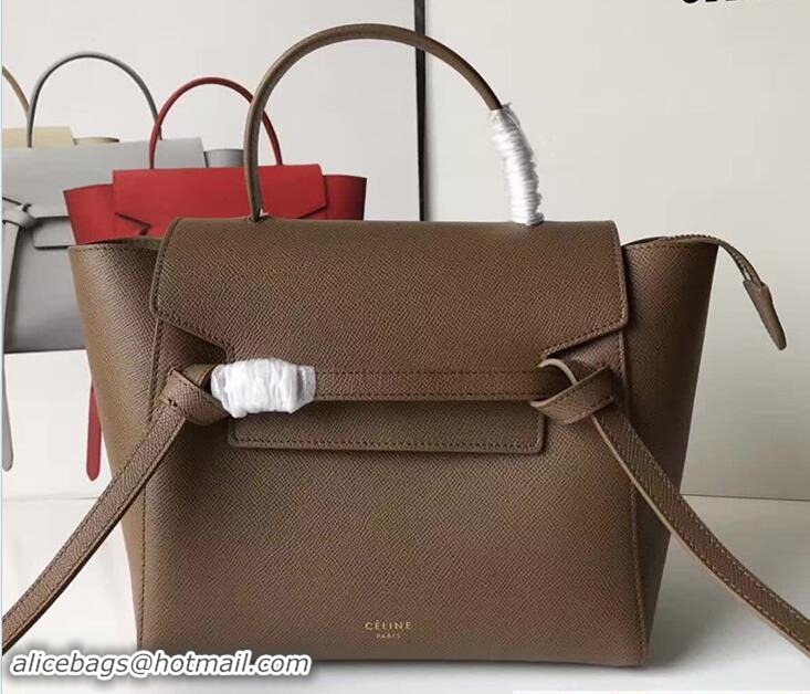 Stylish Celine Belt Tote Mini Bag in Epsom Leather 71825 Coffee