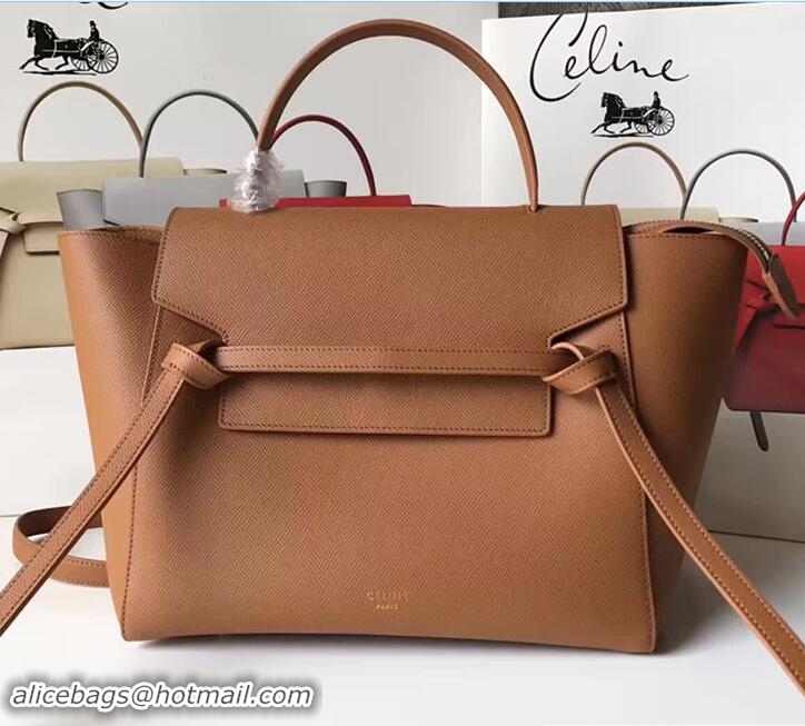 Popular Style Celine Belt Tote Small Bag in Epsom Leather 71820 Brown