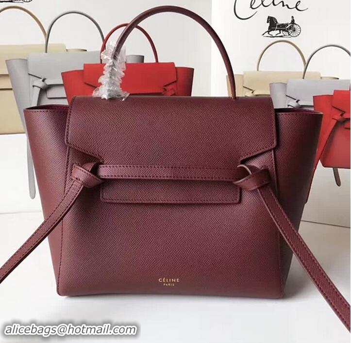 Popular Style Celine Belt Tote Mini Bag in Epsom Leather 71822 Burgundy