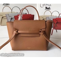 Crafted Celine Belt Tote Mini Bag in Epsom Leather 71822 Brown