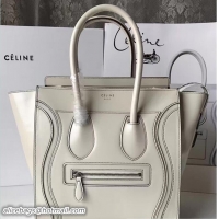 Top Grade Celine Luggage Micro Tote Bag in Original Smooth Leather White 71902