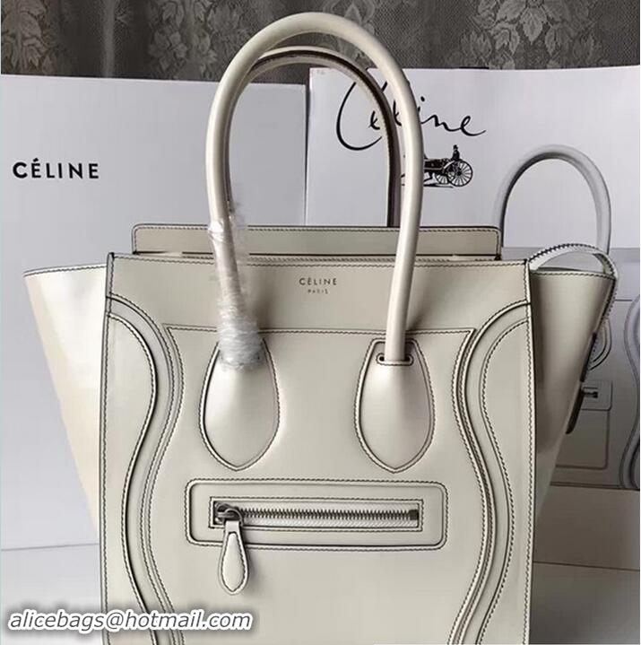 Top Grade Celine Luggage Micro Tote Bag in Original Smooth Leather White 71902