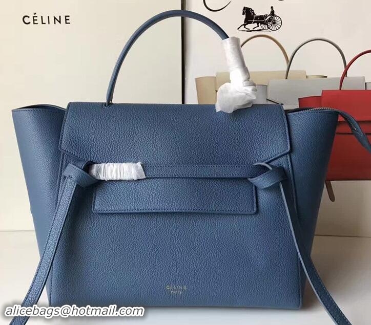 Sophisticated Celine Belt Tote Small Bag in Clemence Leather Sapphire 71906