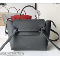 Luxury Celine Belt Tote Mini Bag in Epsom Leather 71822 Dark Gary