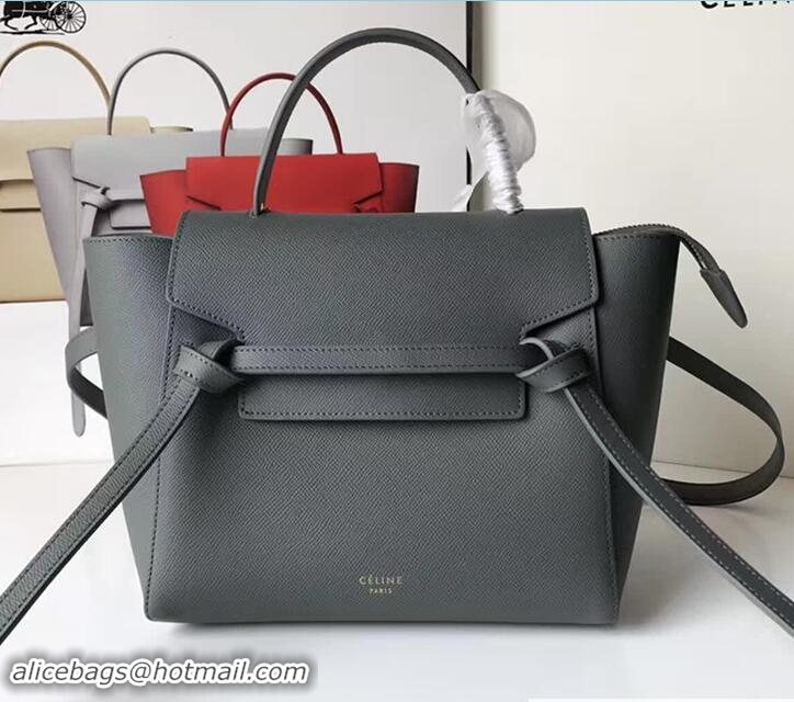 Luxury Celine Belt Tote Mini Bag in Epsom Leather 71822 Dark Gary