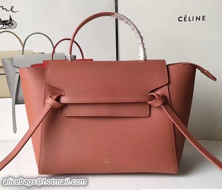 Luxury Celine Belt Tote Small Bag in Epsom Leather 71825 Brick Red