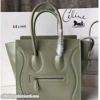 Best Grade Celine Luggage Micro Tote Bag in Original Smooth Leather Olive 71902