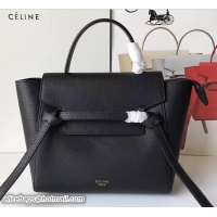 Good Looking Celine Belt Tote Mini Bag in Clemence Leather Black 71905