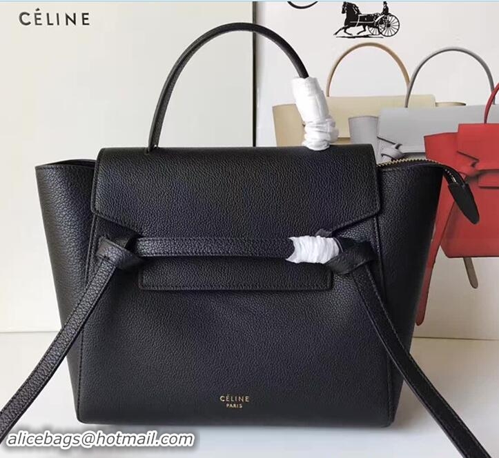 Good Looking Celine Belt Tote Mini Bag in Clemence Leather Black 71905