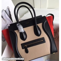 Pretty Style Celine Luggage Micro Tote Bag In Original Grained Leather  Chocolate/Black/Orange 71916