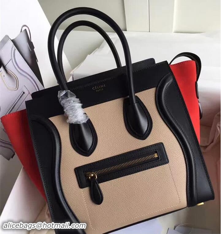 Pretty Style Celine Luggage Micro Tote Bag In Original Grained Leather  Chocolate/Black/Orange 71916