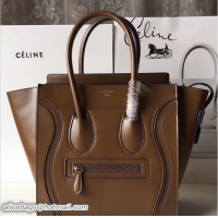 Fashion Luxury Celine Luggage Micro Tote Bag In Original Calfskin Smooth Leather Caramel 72030