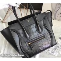 Purchase Celine Luggage Mini Tote Bag in Original Leather Black/Croco Pattern 72015