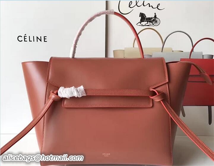 Luxury Discount Celine Belt Tote Small Bag in Original Smooth Leather Brick Red 72033