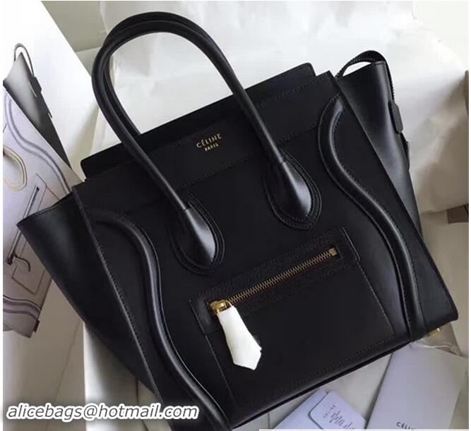 Grade Celine Luggage Mini Tote Bag in Original Smooth Leather Black 72015