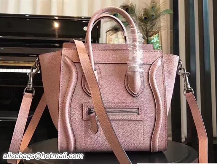 Shop Duplicate Celine Luggage Nano Tote Bag In Original Leather Grained Pink 72026