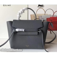 Classic Hot Celine Belt Tote Mini Bag in Original Clemence Leather 72031 Dark Gary