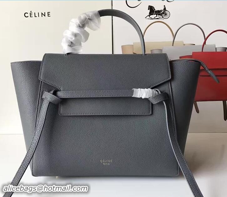 Popular Style Celine Belt Tote Small Bag in Original Clemence Leather 72101 Dark Gary