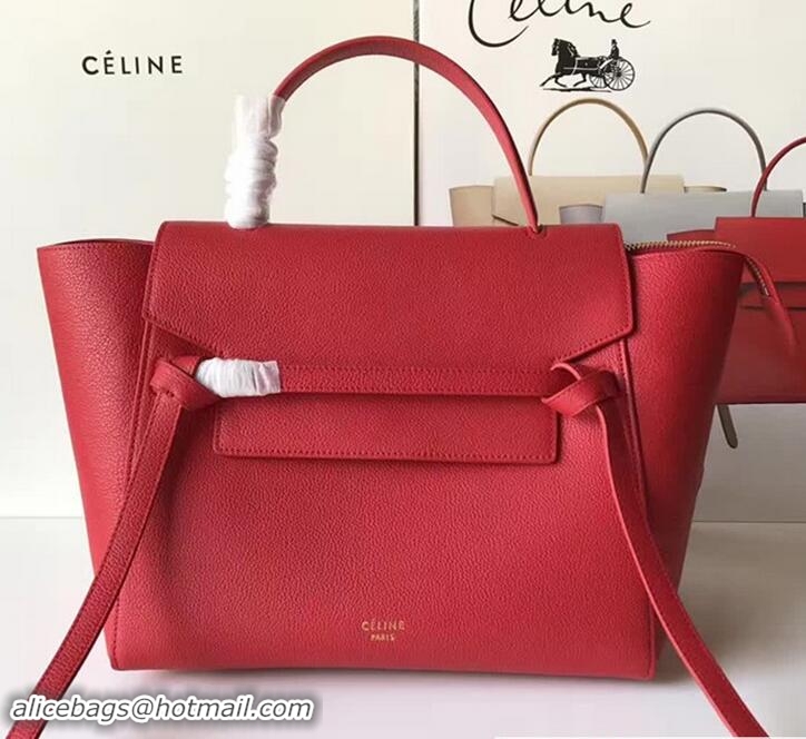 Duplicate Celine Belt Tote Small Bag in Original Clemence Leather 72101 Red