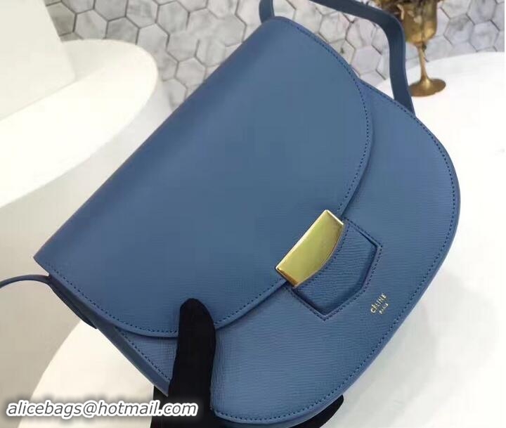 Good Product Celine Grained Calfskin Compact Trotteur Shoulder Bag 72108 Blue