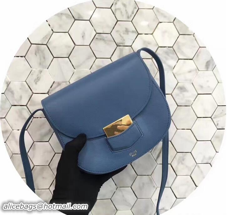 Inexpensive Celine Grained Calfskin Small Trotteur Shoulder Bag 72110 Blue