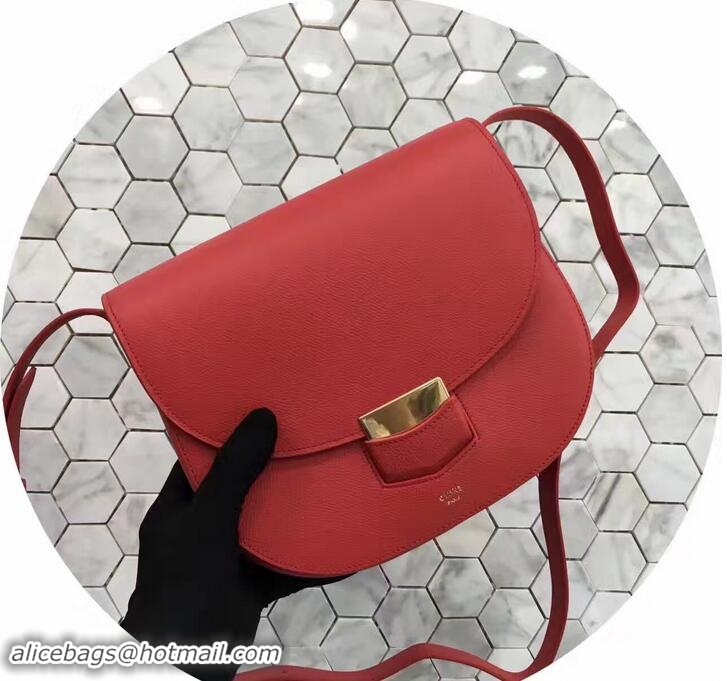 Trendy Design Celine Grained Calfskin Compact Trotteur Shoulder Bag 72108 Cerise