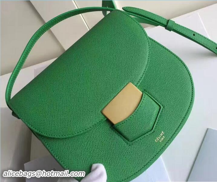 Unique Discount Celine Grained Calfskin Small Trotteur Shoulder Bag 72110 Green