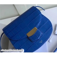 Shop Cheap Celine Croco Pattern Small Trotteur Shoulder Bag 72112 Blue