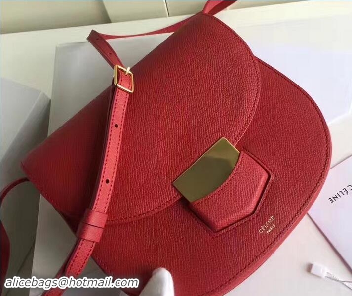 Traditional Discount Celine Grained Calfskin Small Trotteur Shoulder Bag 72110 Red