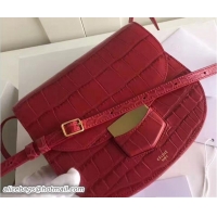 Best Grade Celine Croco Pattern Small Trotteur Shoulder Bag 72112 Red