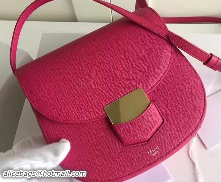 Pretty Style Celine Grained Calfskin Small Trotteur Shoulder Bag 72110 Fuchsia