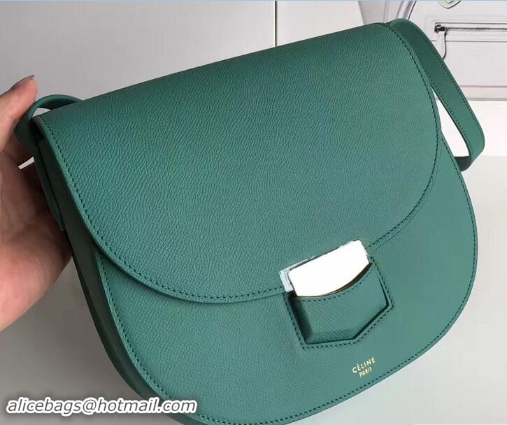 Best Product Celine Grained Calfskin Compact Trotteur Shoulder Bag 72108 Ice Green