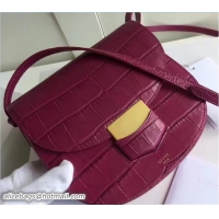 Durable Celine Croco Pattern Small Trotteur Shoulder Bag 72112 Fuchsia