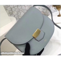 Unique Celine Grained Calfskin Compact Trotteur Shoulder Bag 72108 Baby Blue